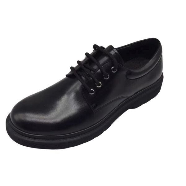 Black Boys Leather School Shoes-Lace Up