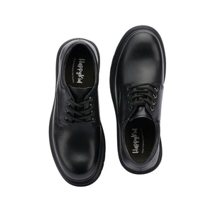 Black Boys Leather School Shoes-Lace Up