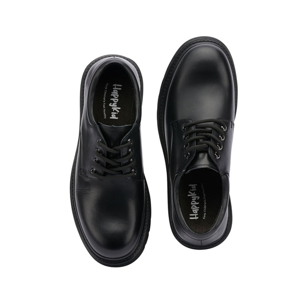 Black Boys Leather School Shoes-Lace Up